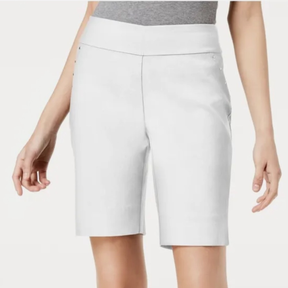 INC International Concepts Stud Trim Bright White Bermuda Shorts Size 8